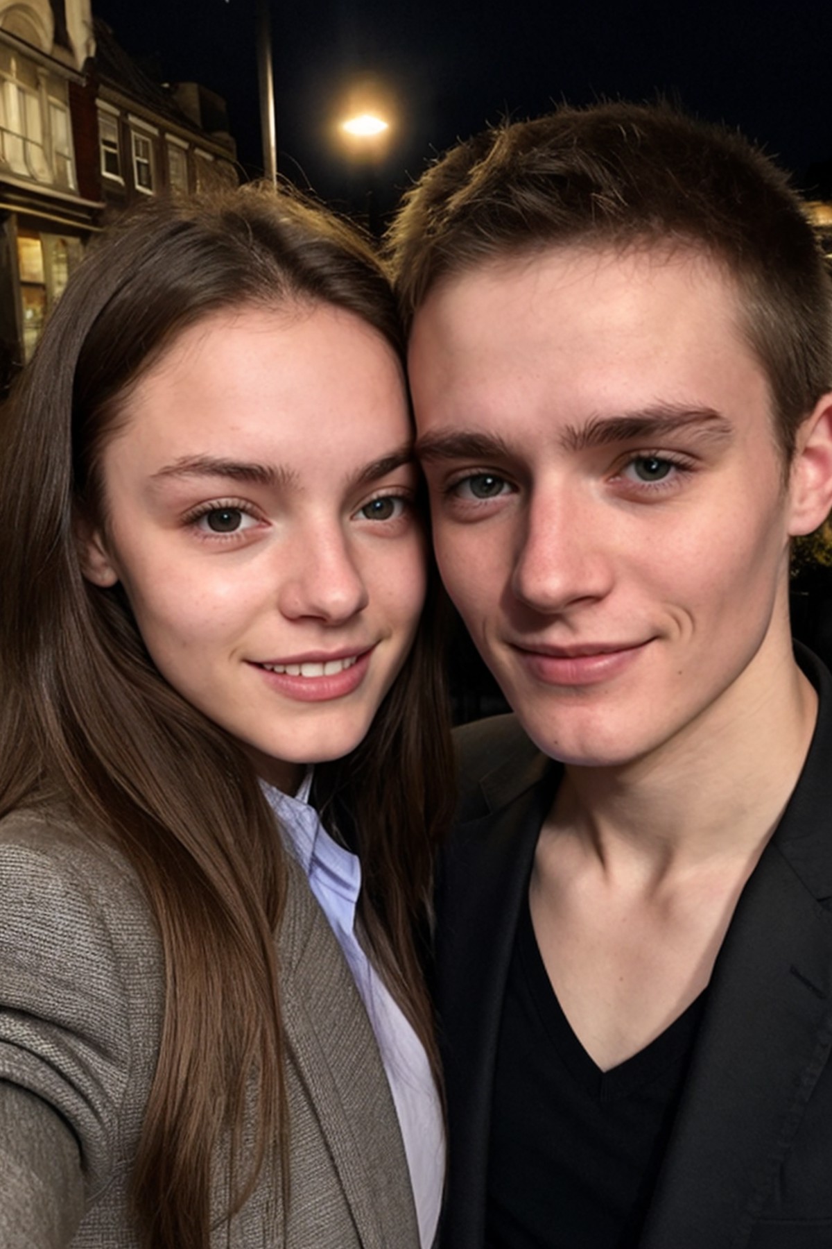 best quality and best aesthetic,reddit,photo of a 18 year old young British woman and a handsome British  man from r/GWCou...