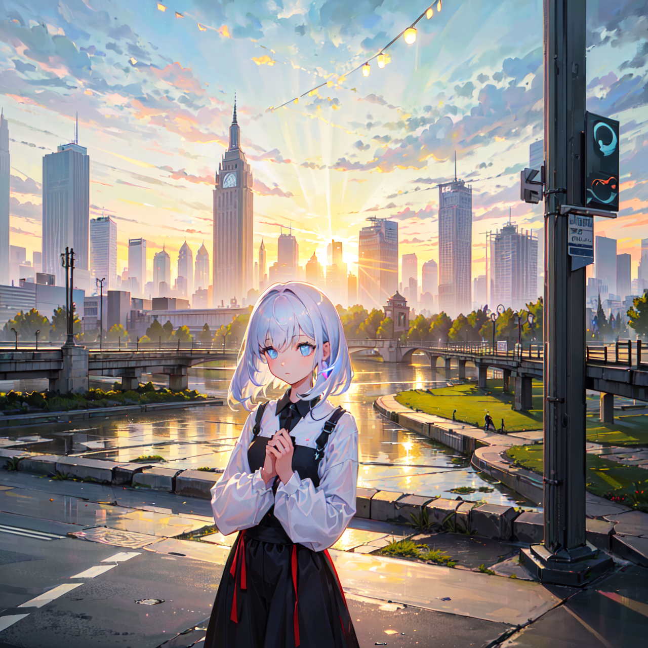 (masterpiece,best quality,ultra-detailed:1.6),illustration,
(solo,1girl,beautiful detailed eyes:1.2),
city,street,