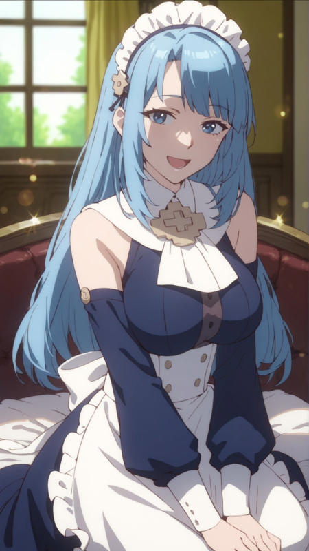 medhi_airi medhi_airi, an anime girl,  1girl, solo, long hair, breasts, looking at viewer, smile, open mouth, blue eyes, large breasts, blue hair, detached sleeves, maid, maid headdress medhi_airi, an anime girl,  1girl, solo, long hair, breasts, smile, large breasts, blue hair, swimsuit, closed eyes, one-piece swimsuit, school swimsuit, competition school swimsuit medhi_airi, an anime girl,  1girl, solo, long hair, breasts, looking at viewer, smile, bangs, blue eyes, long sleeves, dress, closed mouth, blue hair, hairband, detached sleeves, white dress