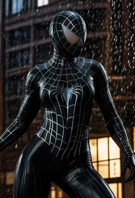score_9, score_8_up, score_7_up, best quality, realistic, masterpiece, beautiful detail, hyperrealistic, cafe, ((1girl, woman body, huge breasts)), amazing detailed full body portrait of a beautiful japanese girl, wearing a realistic and highly detailed black raimi spider-man suit, ((huge muscular girl)), professional model wears ultra - detailed black raimi spider - man suit, ultra - detailed and grained black raimi spiderman suit, suit covered entire body and hand, black spiderman gloves, wet, (black spider man mask), (dancing pose), smile, black hair, octane render, highly detailed, volumetric, dramatic lighting, (highest quality:1.1), (HDR:1.3), (top quality, best quality), realistic, high definition, Expressionism - sharp focus, professional photography, masterpiece, ultra detailed photograph, high quality, 8k,
