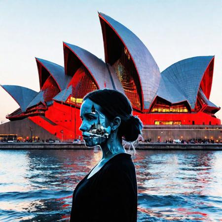 (Double exposure:1.3) effect of the beauty and the beast superimposed against opera house silhouette by Conrad Roset, Brandon Kidwell, Andreas Lie, Dan Mountford, Agnes Cecile, Jeremy Mann, oil and ink canvas, fine art, super dramatic light, photoillustration, amazing depth, hyperdetailed, iridescent red, redundant dreams, intricate detailed, amazing depth, stunning atmosphere, mesmerizing whimsical vibrant scenery, maximalism, complex masterwork by head of prompt engineering <lora:add-detail-xl:2>