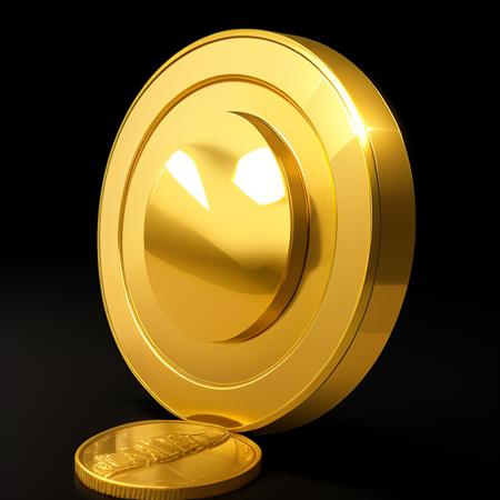 front view of gold coin,(masterpiece, top quality, official art, beautiful and aesthetic:1.2), masterpieces, HD Transparent background, 3D rendering 2D, Blender cycle, Volume light, No human, objectification, fantasy, best quality,<lora:jinbione-000018:0.4>