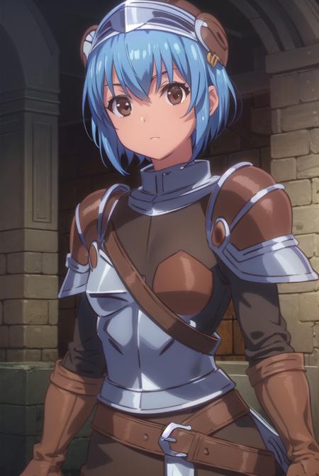 menadshisei, <lora:menad shisei-lora-nochekaiser:1>,
menad shisei, short hair, (brown eyes:1.5), blue hair,
BREAK gloves, armor, shoulder armor, brown gloves, pauldrons, breastplate,
BREAK indoors, castle,
BREAK looking at viewer, (cowboy shot:1.5),
BREAK <lyco:GoodHands-beta2:1>, (masterpiece:1.2), best quality, high resolution, unity 8k wallpaper, (illustration:0.8), (beautiful detailed eyes:1.6), extremely detailed face, perfect lighting, extremely detailed CG, (perfect hands, perfect anatomy),