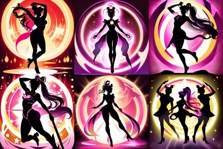 masterpiece,(bestquality),Sailor Moon silhouette ,glowing