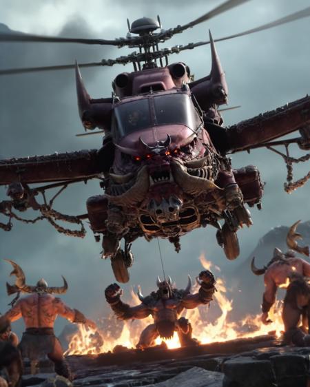 cinewow demon viking helicopter,epic,cinematic,masterpiece, <lora:cinewow-step00000200:1>