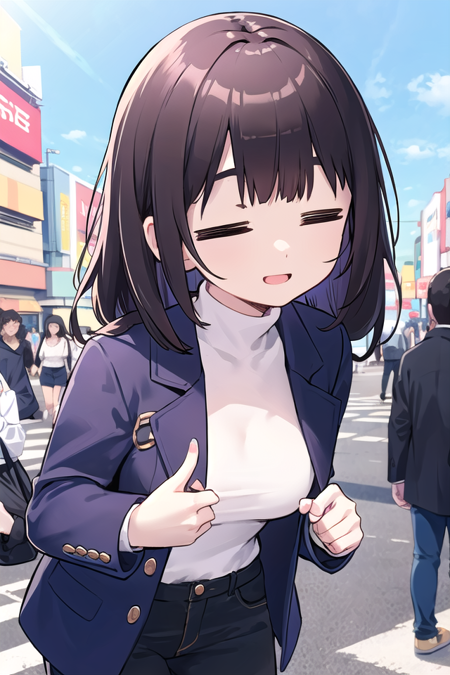 <lora:hotarueye_comic3_type2:1.5>, insanely detailed, absurdres, ultra-highres, ultra-detailed, best quality,
1girl, solo, nice hands, perfect hands,
BREAK
pea coat, turtleneck, straight pants 
BREAK
happy smile, laugh, open mouth, standing,
,
seductive pose, cowboy shot,
BREAK
slender, kawaii, perfect symmetrical face, ultra cute girl, ultra cute face, ultra detailed eyes, ultra detailed hair, ultra cute, ultra beautiful,
BREAK
in harajuku, shibuya, tokyo, street, crowd, cityscape,
BREAK
medium large breasts,
(orange medium hair, green eyes), hime cut