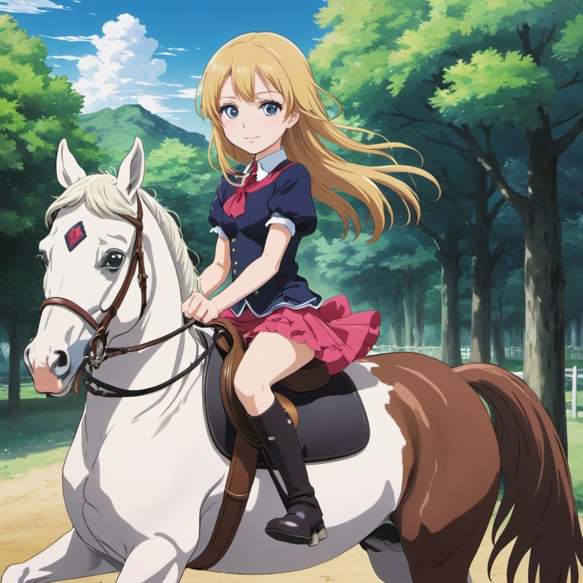 a pretty girl riding a horse, 2010 anime