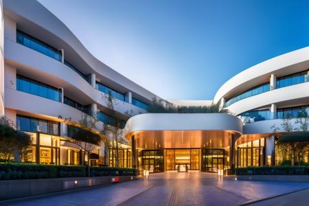 <lora:JJsHotel_Building:1>, masterpiece , best quality, ((Hotel Building)), 
outdoors, sky, day, cloud, tree, blue sky,  ground vehicle, building, scenery, road, lamppost, real world location, swimming pool, bench, lounge chair, balcony, door,
, lots of trees, sunlight, public blocks,daytime, mountains, public squares,  various building facades, lively city streets,  enough detail, high resolution, 8k, HD, super realistic, Photorealistic, highly detailed, plaza,  <lora:add_detail:0.8>