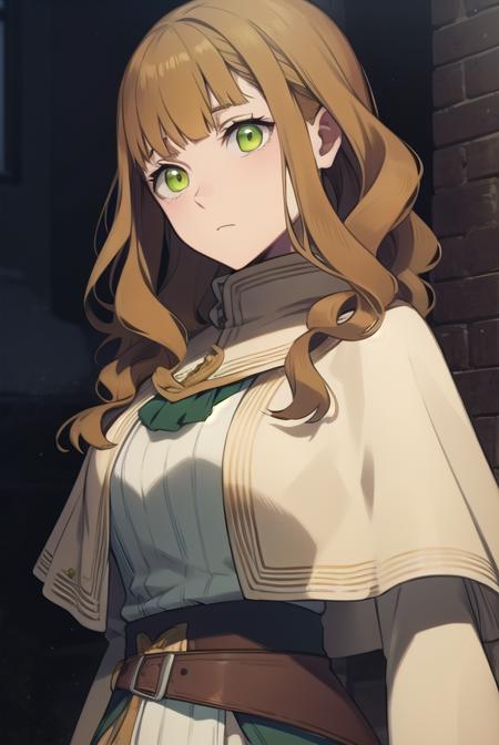 mimosavermillion, <lora:mimosavermillion-lora-nochekaiser:1>,
mimosa vermillion, brown hair, (green eyes:1.5), blunt bangs, bangs, medium hair, wavy hair,
BREAK dress, capelet, long sleeves,
BREAK looking at viewer,
BREAK outdoors,
BREAK <lora:GoodHands-vanilla:1>, (masterpiece:1.2), best quality, high resolution, unity 8k wallpaper, (illustration:0.8), (beautiful detailed eyes:1.6), extremely detailed face, perfect lighting, extremely detailed CG, (perfect hands, perfect anatomy),