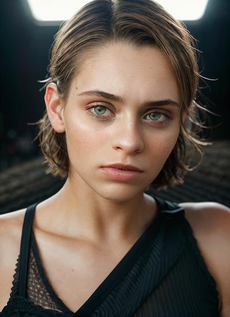 portrait of skswoman, angry , wearing pants , with Choppy layers , background hen house epic (photo, studio lighting, hard light, sony a7, 50 mm, matte skin, pores, colors, hyperdetailed, hyperrealistic), <lyco:Daniel MelchiorV2:1.0>