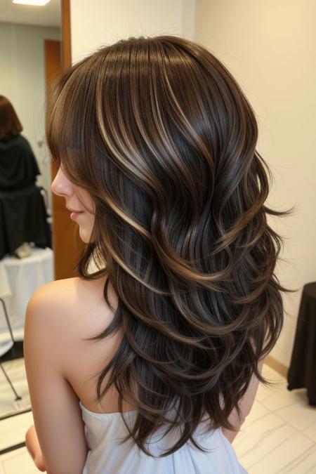 Get a medium-length haircut with long layers for a flowing base. Style it to achieve a mesmerizing "mermaid wave" effect: straight at the roots, transitioning to soft waves in the middle, and culminating in gorgeous curls at the ends. This cascading texture is reminiscent of a mermaid's tail and adds bounce and dimension to your hair. While balayage or ombre highlights can further accentuate the waves, they're optional – the layered cut and styling will create a stunning look even with a single hair color.