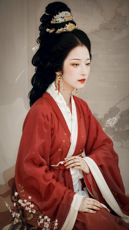 xiaolu,(han Makeup:1.3),(red hanfu:1.4),soft portrait shot 8 k,highest picture quality,masterpiece,(illustration:1.3),(sharp face:1.2),<lora:Han_Makeup_v1.0:0.8>,(solo:1.5),jewelry,holding,earrings,hair ornament,black eyes,long sleeves,full body,closed mouth,hairpin,intdoor,windows,<lora:åæ¯ç»_v1.0:0.9>,