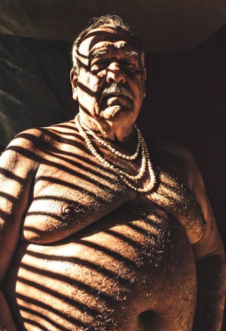Retro 90s sensual romantic grainy dark lowlight photography, dark shadows, nighttime photograph, portrait,
dark cloister office bedroom,
solo, alone,
closeup, pov below,
Professional photography with dramatic dim light and dark shadows. The background is dark. The image has grain and noise.
A old obese musclechub grandpa with a thick neck and doublechin. He has tanned shiny skin. He is an old german european granddad.
He is wearing a long loose Tanktop. He is wearing a pearl necklace and golden jewellery.
huge big bloated saggy hairy old man's moobs chest, chesthair, extremely hairy, gigantic nipples, long nipples, stiff nipples,
dark grainy lowlight, very dark, noise,