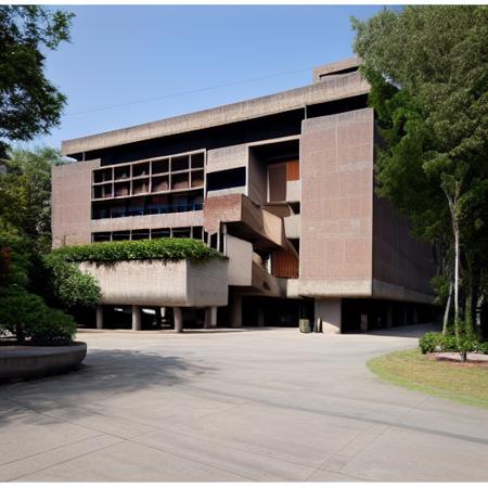 zhuai_pb,  brutalism,perspective,public building, building, house, outdoors, day,best quality, realistic, photorealistic,ultra detailed,8K,High quality texture,intricate details,detailed texture,finely detailed,photo of building, 
<lora:Le Corbusier 2.2.7.2_sd1.5-000016:1>