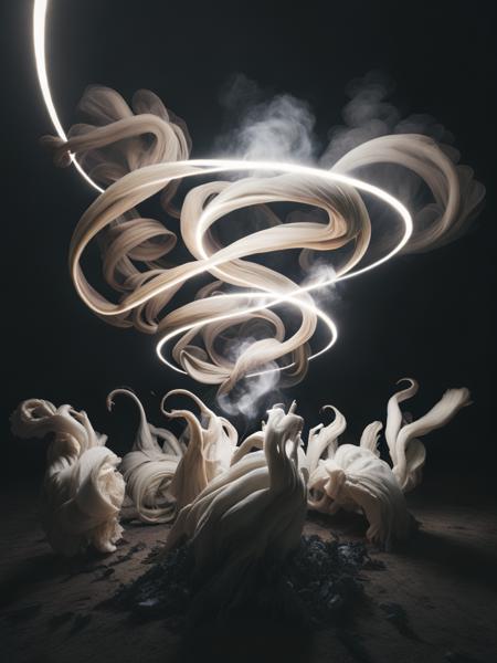 <lora:ReubenWu:1>smoke coming out of it and a light ring around the smoke