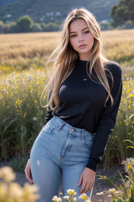 photo of S172_NolwennDelmas,a stunning woman,in an (oat-field:1.1),wearing a (sweatshirt:1.1) and (jeans:1.1),(cityscape:1.1),(8k, RAW photo, best quality, depth of field, ultra high res:1.2),(absurdres, intricate, photorealistic, masterpiece, ultra-detailed:1.3),