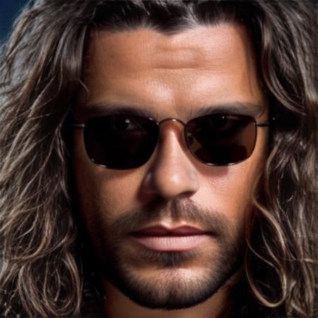 portrait photo of man with a dark glasses, detailed face, long hair, high quality, brunette color hair, 8k   <lyco:locon_perfecteyes_v1_from_v1_64_32:0.75> <lora:inxs:1>