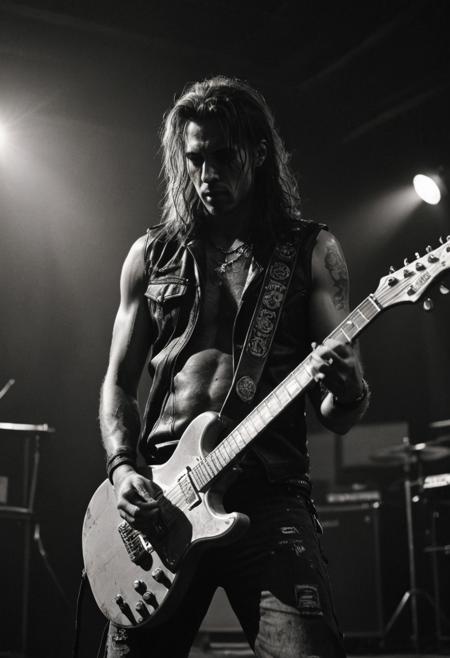 realism, epic world, brutal rocker, faded film, desaturated, award winner art, artstation, 35mm photo, grainy, vignette, vintage, lomography, stained, highly detailed, found footage, highly detailed, volumetric, dramatic lighting