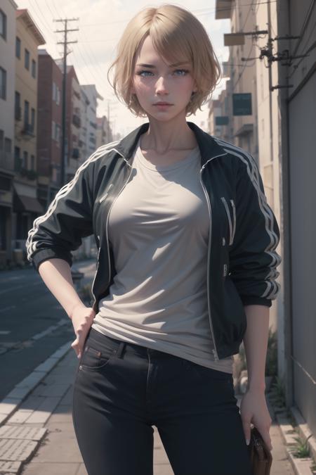 <lora:Akane-14:0.9>, AkaneCT, pout, tshirt, jacket, hands on hip, pants, Ultra-detail, (highres:1.1), best quality, (masterpiece:1.3), cinematic lighting