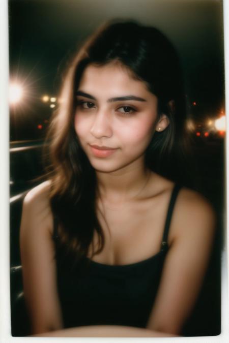 polaroid photo, night photo, photo of 24 y.o beautiful woman, pale skin, bokeh, motion blur Indian Girl