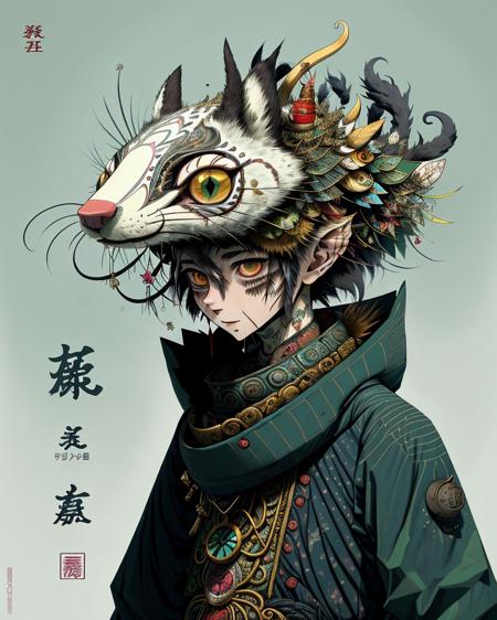 graphical anime portrait of A whimsical, talking animal companion, with anthropomorphic features:1.3, in a fantastical forest setting:1.3, with expressive eyes:1.3, a jovial disposition:1.3, and unwavering loyalty:1.3. , <lora:Fusion_Graphic_SD15:1>