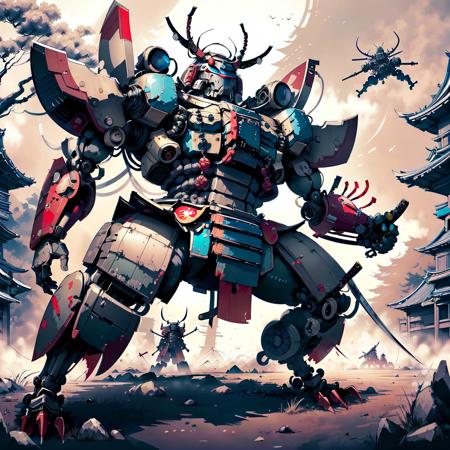 <lora:SamuraiPunkAIv3-000007:.9> SamuraiPunkAI battle mech