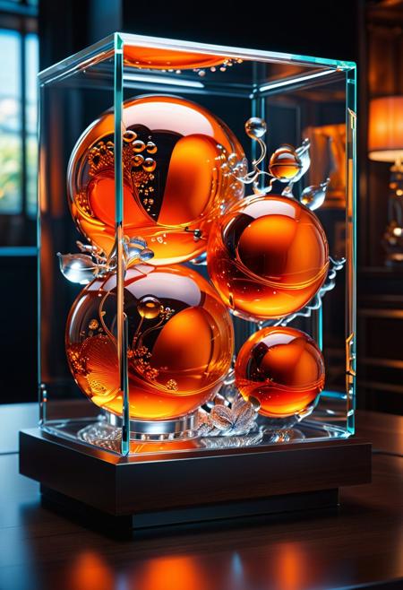 (Concept by Leonardo da Vinci & Edvard Munch, orange,red,Neumorphism, Glassmorphism, beautiful glass display case in cool living room., Miki Asai Macro photography, close-up, hyper detailed, trending on artstation, sharp focus, studio photo, intricate details, highly detailed, by greg rutkowski), Detailed Textures, high quality, high resolution, high Accuracy, realism, color correction, Proper lighting settings, harmonious composition, Behance works,masterpiece,HDR,trending on artstation,sharp focus,high contrast,8K,Hyper-detailed,intricate details,cinematic lighting