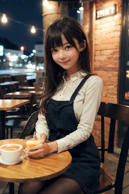 1 girl, solo, cute,detailed cafe,night,