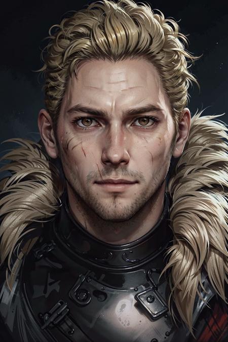 CullenDA, 1boy, solo, male focus, realistic, facial hair, blonde hair, scar, looking at viewer, portrait, scar on face, short hair, fur trim, brown eyes
<lora:epi_noiseoffset2:1>,    <lora:CullenDA:0.7>