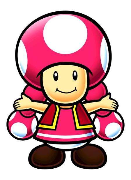 Toadette, short, Toad_(mario), female, black eyes,