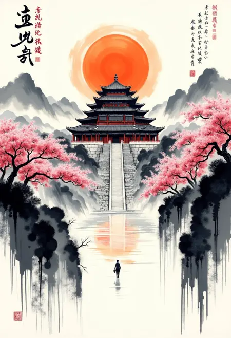 Sumi-E Ink Wash Calligraphy [Style] - Lora Flux