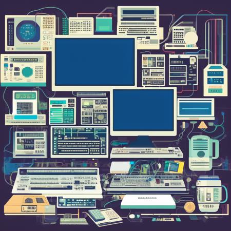 photo (pixelpc style:1) a graphic of a computer and other electronic equipment <lora:djzPixelPCV21_LoraBooth:1>