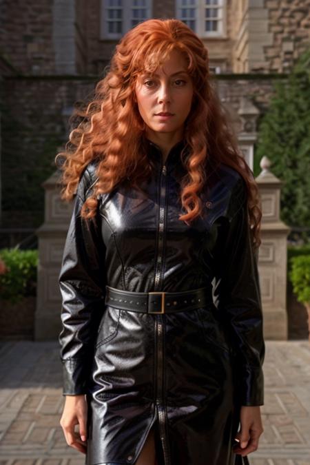 policewoman costume ,  castle , day  <lora:Susan_Sarandon:1> masterpiece, best quality, detailed face, solo, a woman, mature s1873s, red hair, long_hair, looking_at_viewer