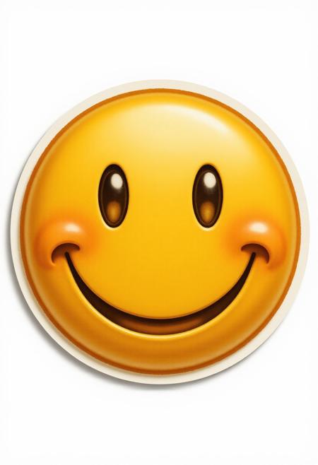 a yellow smiley emoji face sticker, circle, realistic, vintage
, aidmagptimage