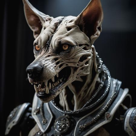 humanoid canine fiend, highly detailed, smooth, cinematic, beautiful, award winning photograph, masterpiece
