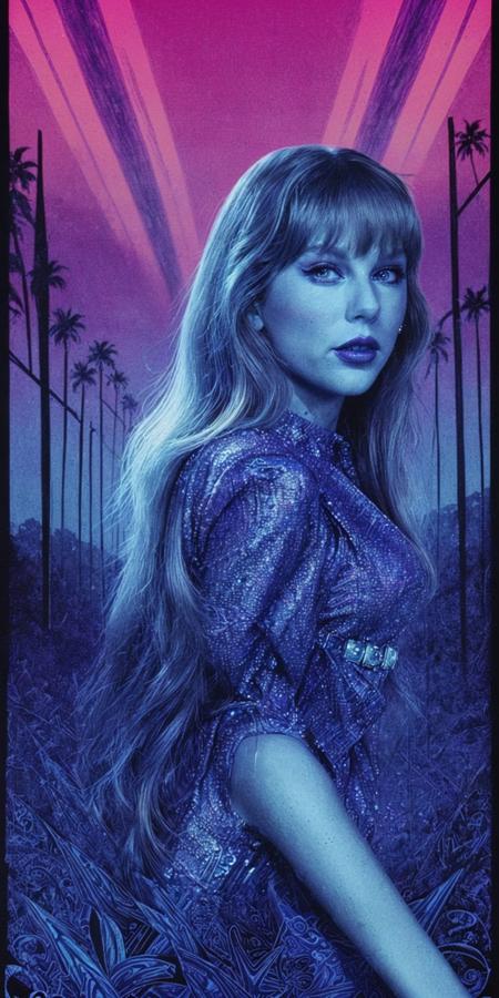 <lora:Taysway_V5-10:0.8> Taysway, adult beautiful woman, 80s movie poster themed, 80s poster style, psychedelic, mind blowing, trippy, indigo colour scheme