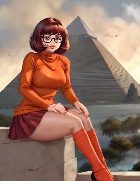 photo of breathtaking (sdxlvelma:1.2) inside a pyramid with a behind her mummy in the background, (sdxlvelma:1.2), pyramio, detailed, realistic, 8k uhd, high quality