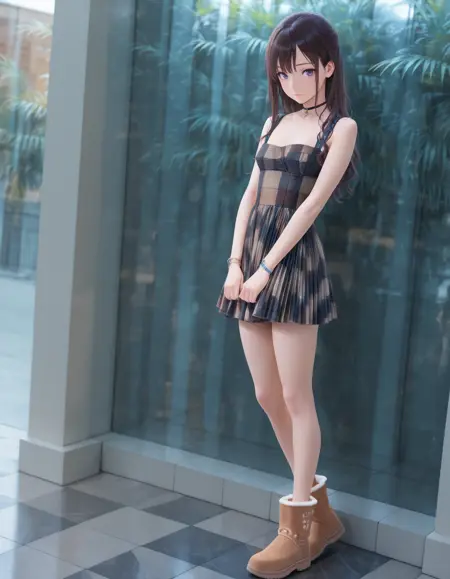 Clothing: Checkered dress