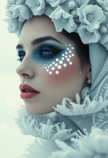 By Eric Lacombe By Patrice Murciano Frostpunk Fashion Photography, white glacial blue, minimalism, smoked eye shadow, illuminated white bulging biomorphic dot pattern, glacial landscape, glacial flowers, bokeh snowflakes, volumetric particle dust, powdered paint pigment, vivid color, misty aether houte - couture rococo glacial clothing, holga medium format camera, etherial lighting, backlighting, in the style of. . .
, professional ominous concept art, by artgerm and greg rutkowski, an intricate, elegant, highly detailed digital painting, concept art, smooth, sharp focus, illustration, in the style of simon stalenhag, wayne barlowe, and igor kieryluk.