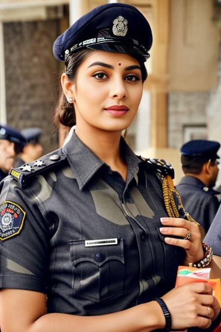 1 girl, beautiful, masterpiece, hyper realistic, detailed, <lora:Indian Police Uniform by Stable Yogi:1> Indian police uniform