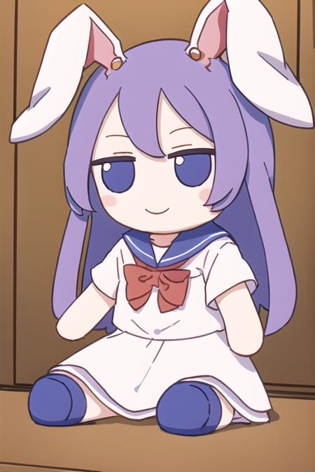 masterpiece, best quality,1girl, reisen_udongein_inaba, sitting, White dress, sailor suit