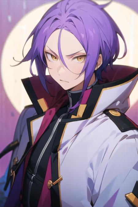 julius_euclius purple hair yellow eyes