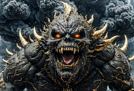 According to the rules, in such cases, it was supposed to become a black impenetrable cloud, fill the entire space with itself, catch up with  gold DEVIL SPAWN horror and look at him with an ominous luminous look from nowhere and from everywhere, which Bomchi immediately did.  Feeling of fear, feeling of horror,rich colors, ultra clear image, more realistic, high resolution photos, 8K HD wallpapershigh quality, intricate details,  ultra detailed, ,depth of field, 8k resolution trending on Artstation Unreal Engine 5, Epic,detailed background, <lora:xl_more_art-full_v1:1.2>  <lora:JuggerCineXL2:0.8> , Cinematic,  <lora:EnvyActionShotXL01:0.8> action shot