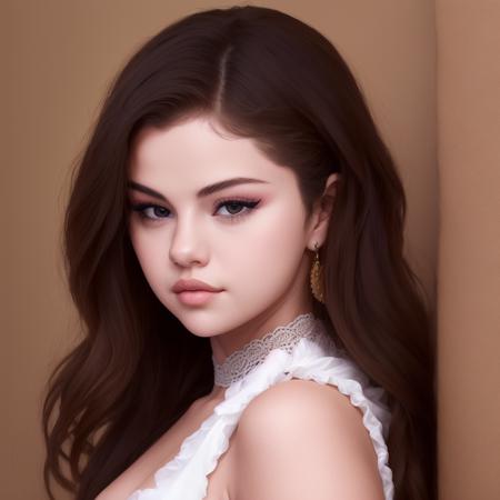 Selena Gomez (masterpiece, best quality) ( full body), ,masterpiece, beautiful detailed eyes, looking at viewer, detailed beautiful face,  extremely detailed, high, 1girl, black hair, long hair, best quality, closed mouth <lora:Selena Gomez:1>,