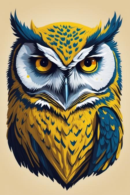 Leonardo Style, illustration, no humans, looking at viewer, yellow eyes, solo, portrait,vector art, owl <lora:leonardo_illustration:1>