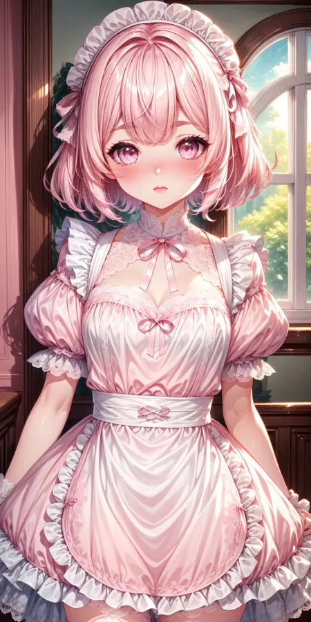 Pink Lace-Trimmed Apron Dress
