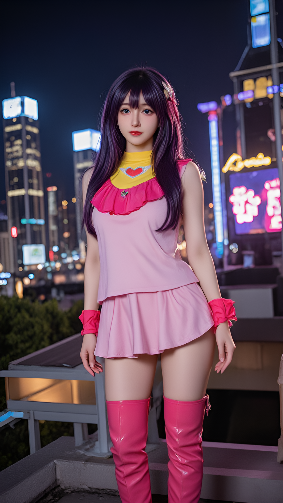 a_photo_of_a_slim_beautiful_woman_in_oshinoko_hoshino_ai_cosplay_costume__she_is_wearing_idol_clothes_contains_pink_two_tone_sleeveless_turtleneck_frilled_dress_with_heart_brooch_and_fr_4228381355.png