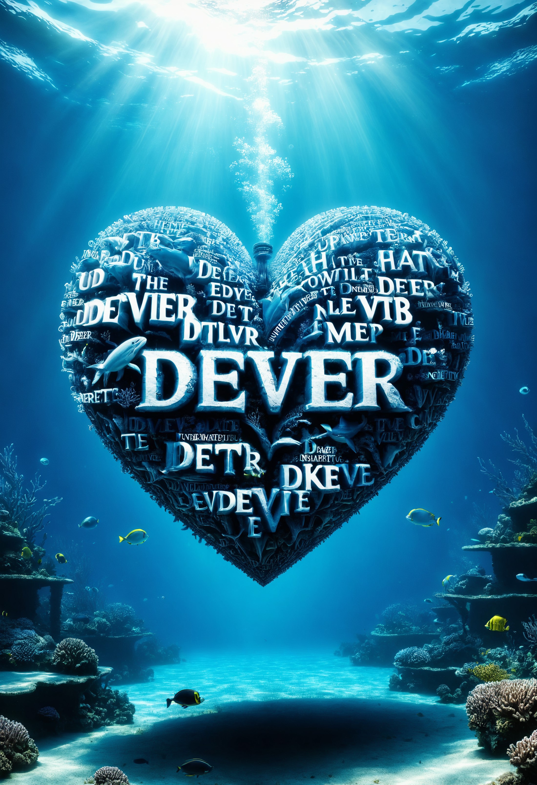 an underwater heart, text logo "Dever"
<lora:dvr-txt:1> dvr-txt