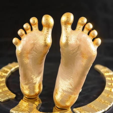 feet soles made of iron,(made of gold:1.4),<lora:solestoy:1.1>,