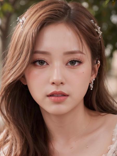 (photorealistic:1.2), realistic, 8k, raw photo, Fujifilm, tzu, (detailed face:1.0), highres, (upper body:1.2), realistic eyes, perfect skin, white skin, moist lips, soft lighting, (long hair:1.2), windy, cloud, sunlight, elegant, rich, dress, tiara, long sleeves, skirt, looking at viewers, (closed mouth:1.1), <lora:tyftw:0.7>